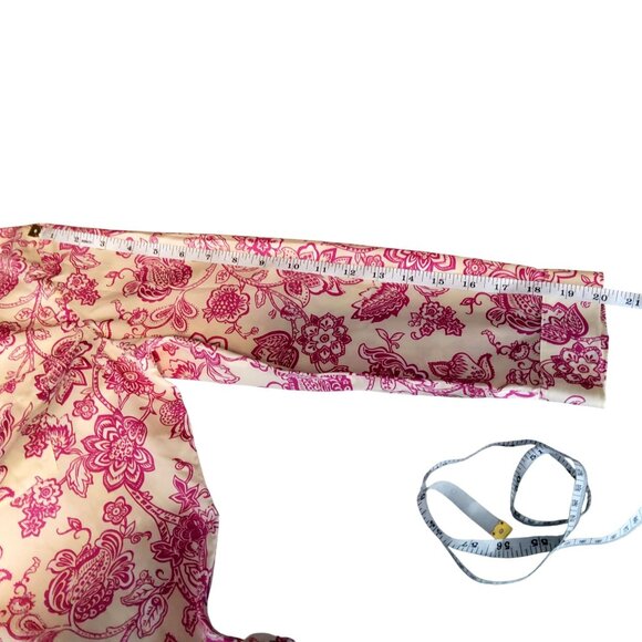 Lands End Womens No Iron Supima Shirt 6T Floral Print Pink & White Long Sleeve - Picture 5 of 10